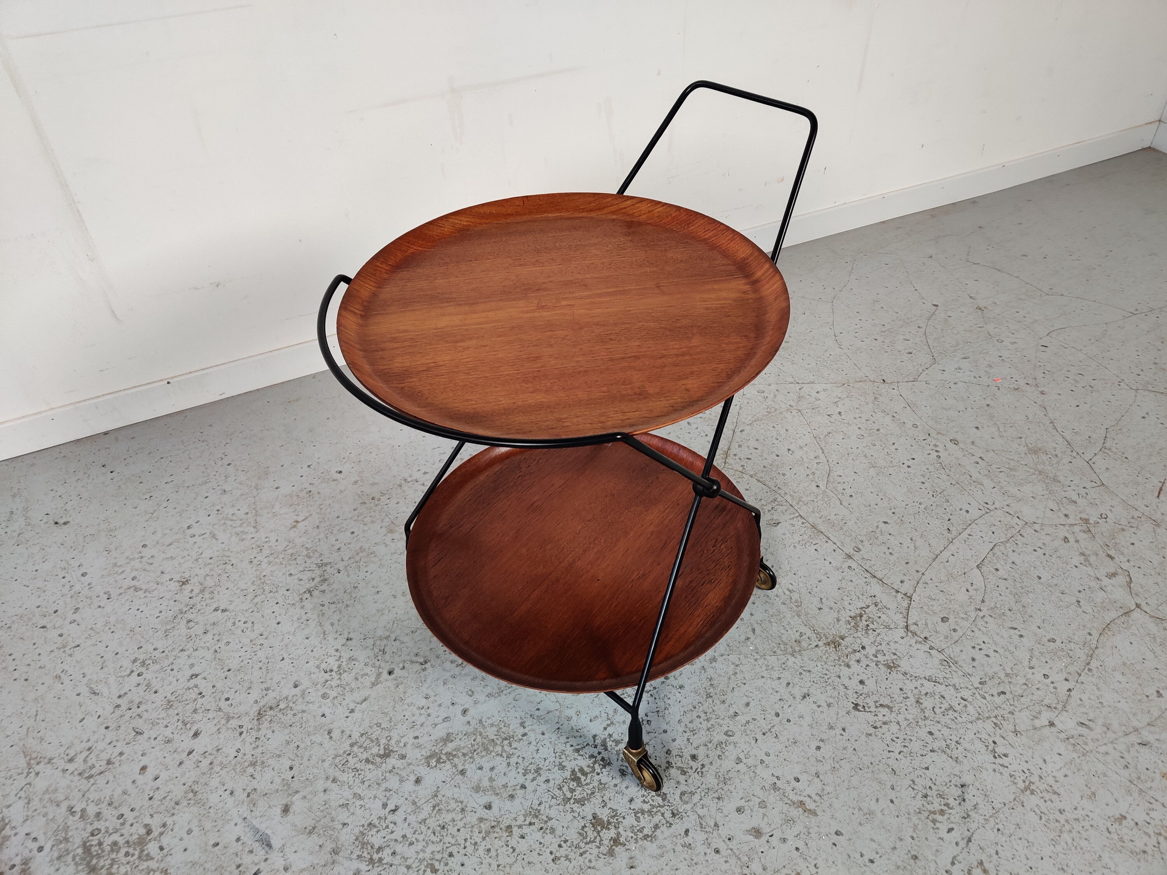 Scandinavian teak and metal dessert by Paul Nagel, Made in sweden 60s