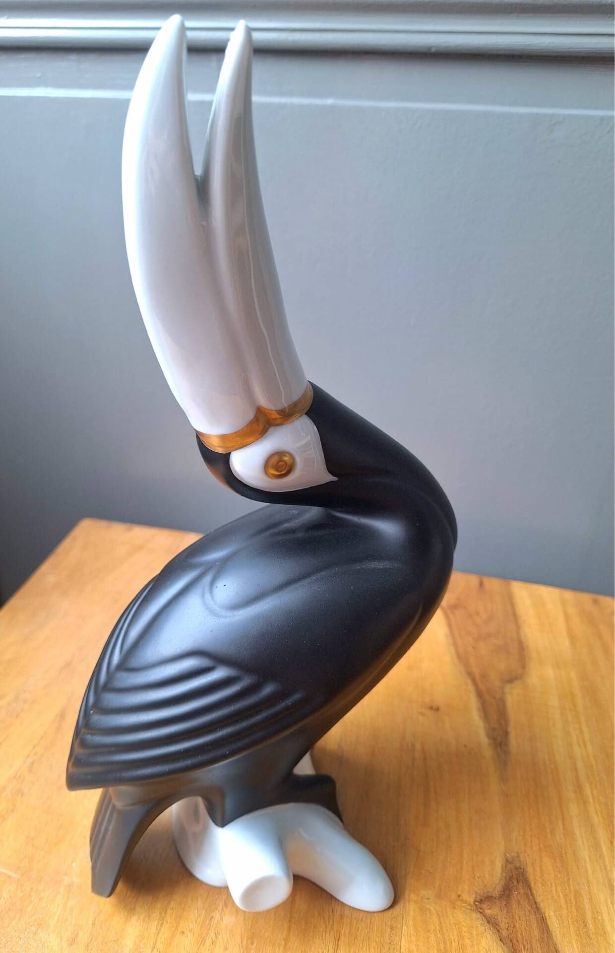 Art Deco toucan sculpture by Jaroslav Ježek for Royal Dux, work in p