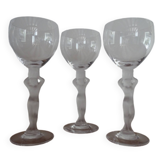 3 verres à vin cristal de Bayel Bacchus modèle Vénus - 17 cm