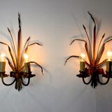 Pair of floral wall lamps by Ferro Arte, Spain, 1960