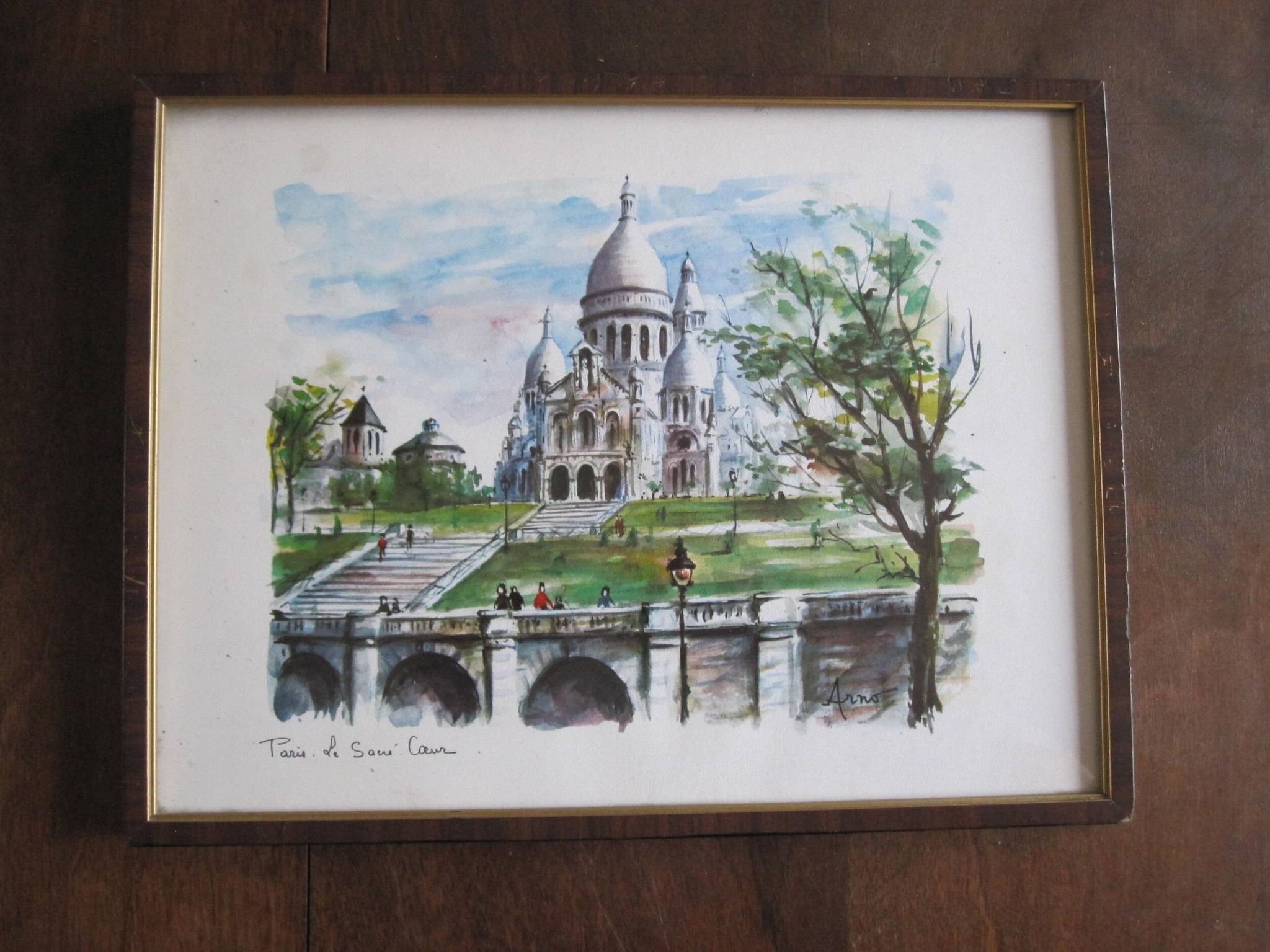 Aquarelle « Paris. Le Sacré-Coeur »  par Arno, 1960