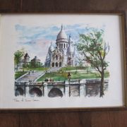 Aquarelle « Paris. Le Sacré-Coeur »  par Arno, 1960