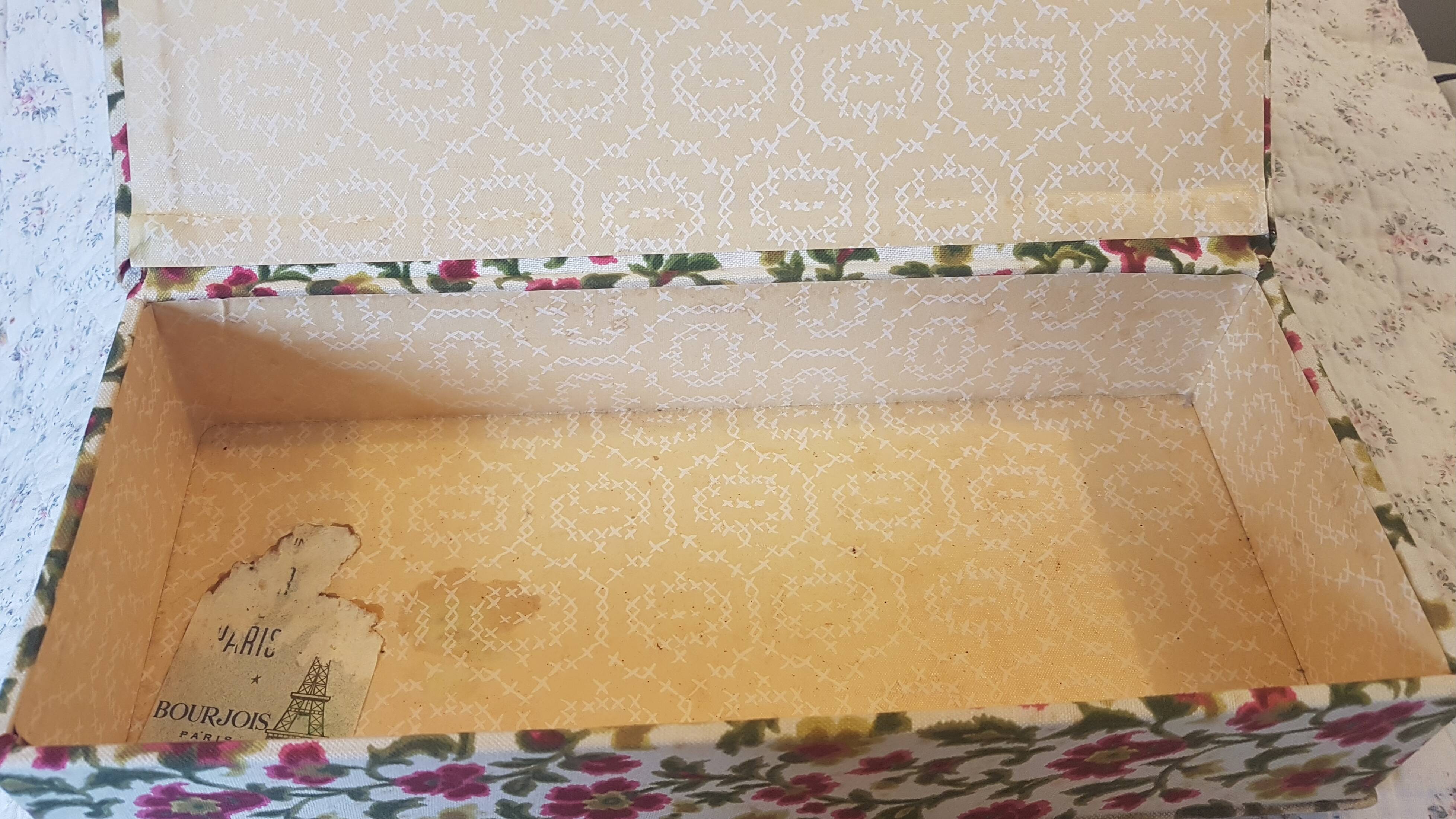 Stunning old flowery fabric box