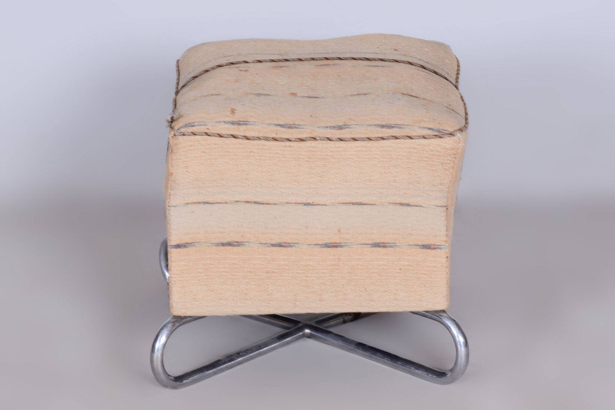 Tabouret Bauhaus original, construction chromée très inhabituelle, Tchéquie, années 1920