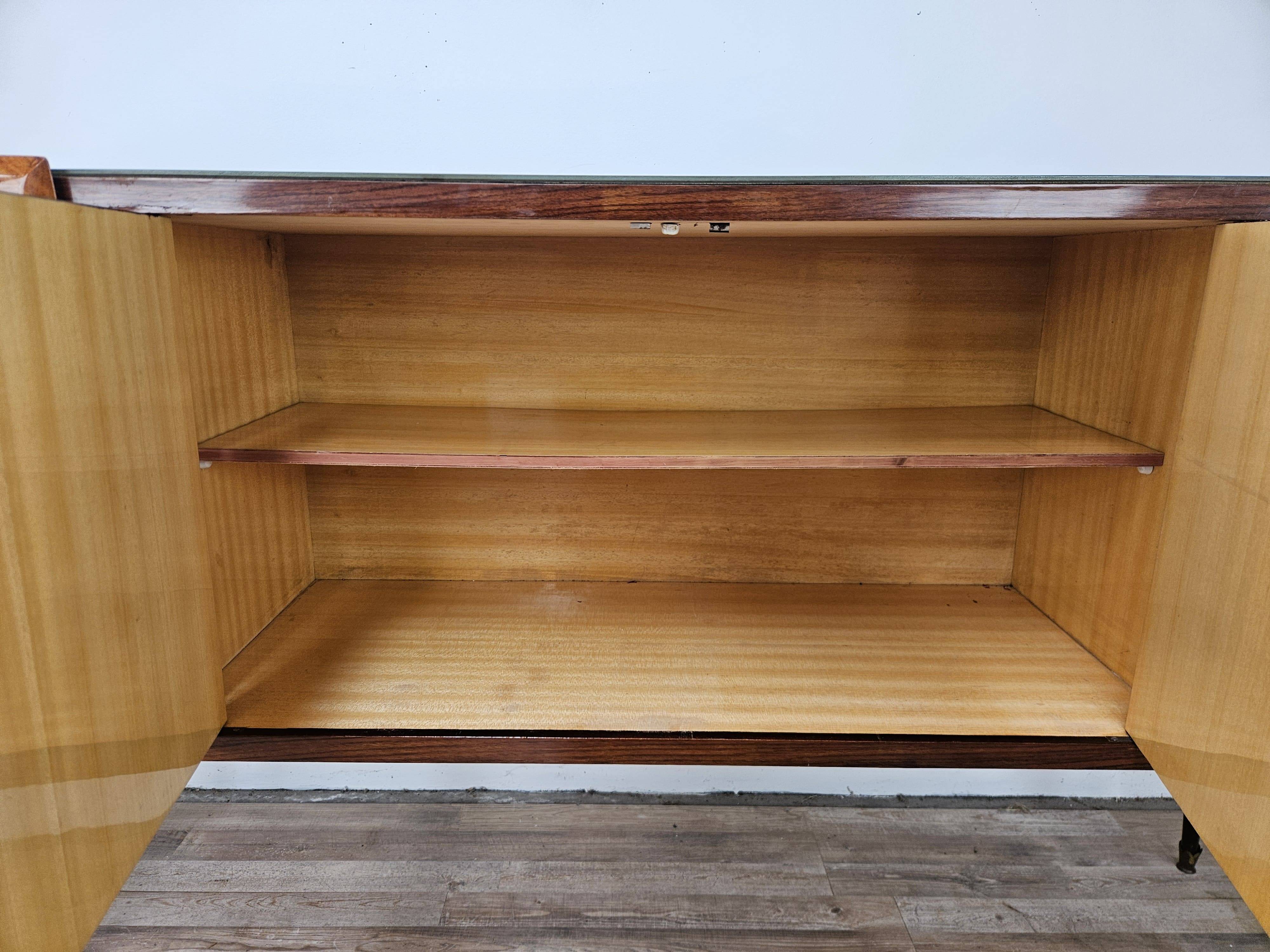Enfilade en acajou avec plateau en verre