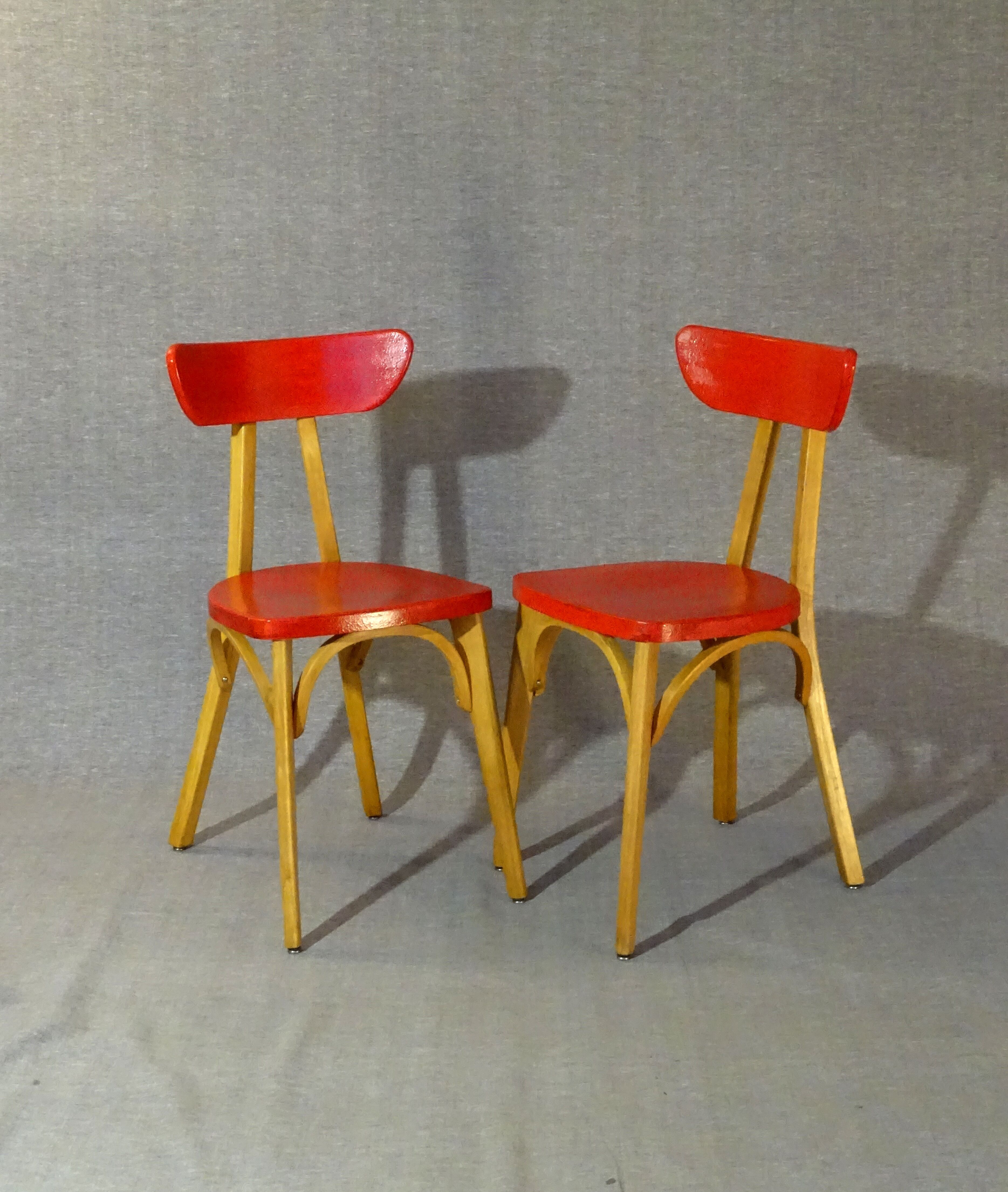 Set of 2 chairs Luterma "banana" 1955 vintage bistro