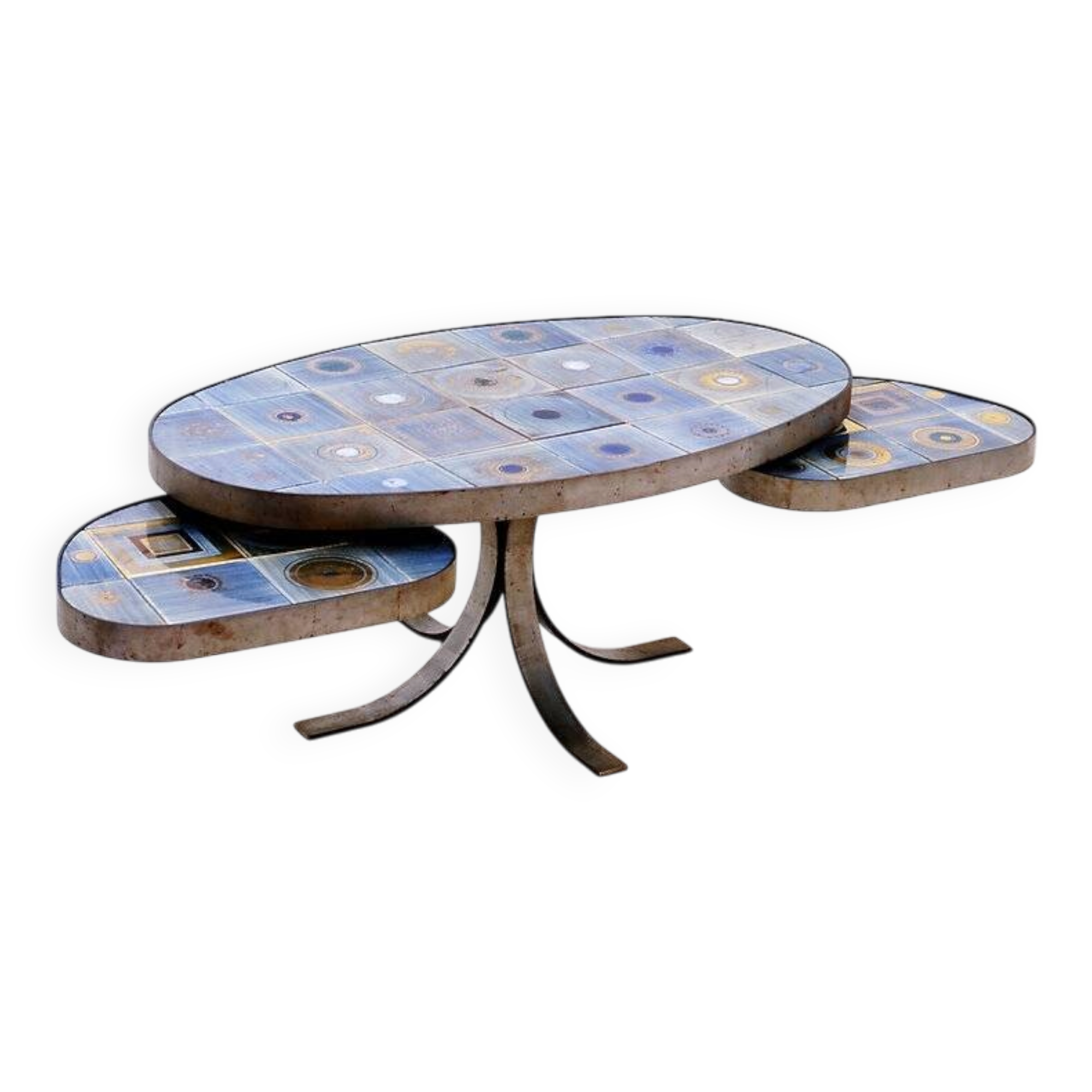 Oval coffee table by Georges Pelletier for La Roue Vallauris - France, 1970