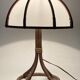 Bamboo rattan mushroom table lamp, Dutch 1970s
