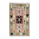 Tapis vintage turc Oushak fait main en laine et coton vert, années 1970