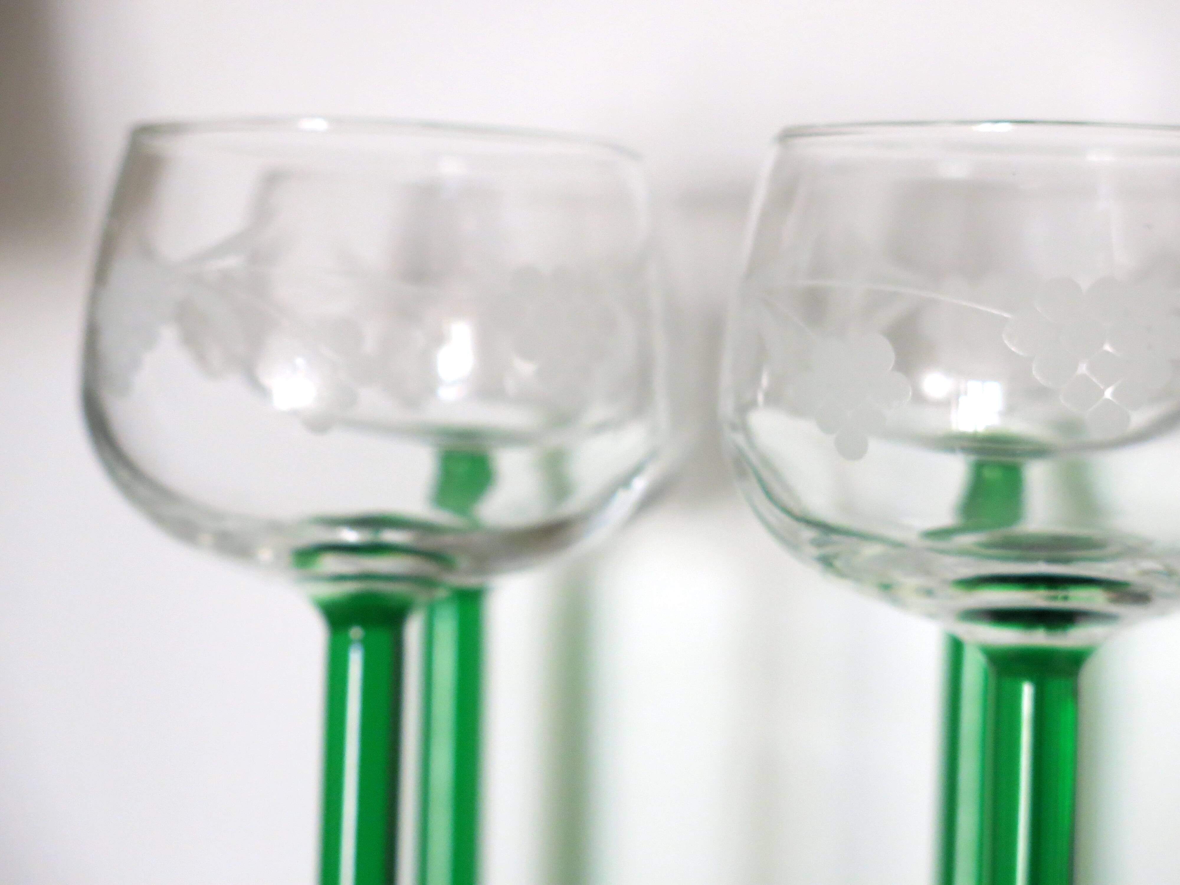 6 verres à vin d'Alsace sérigraphiés en très bon état