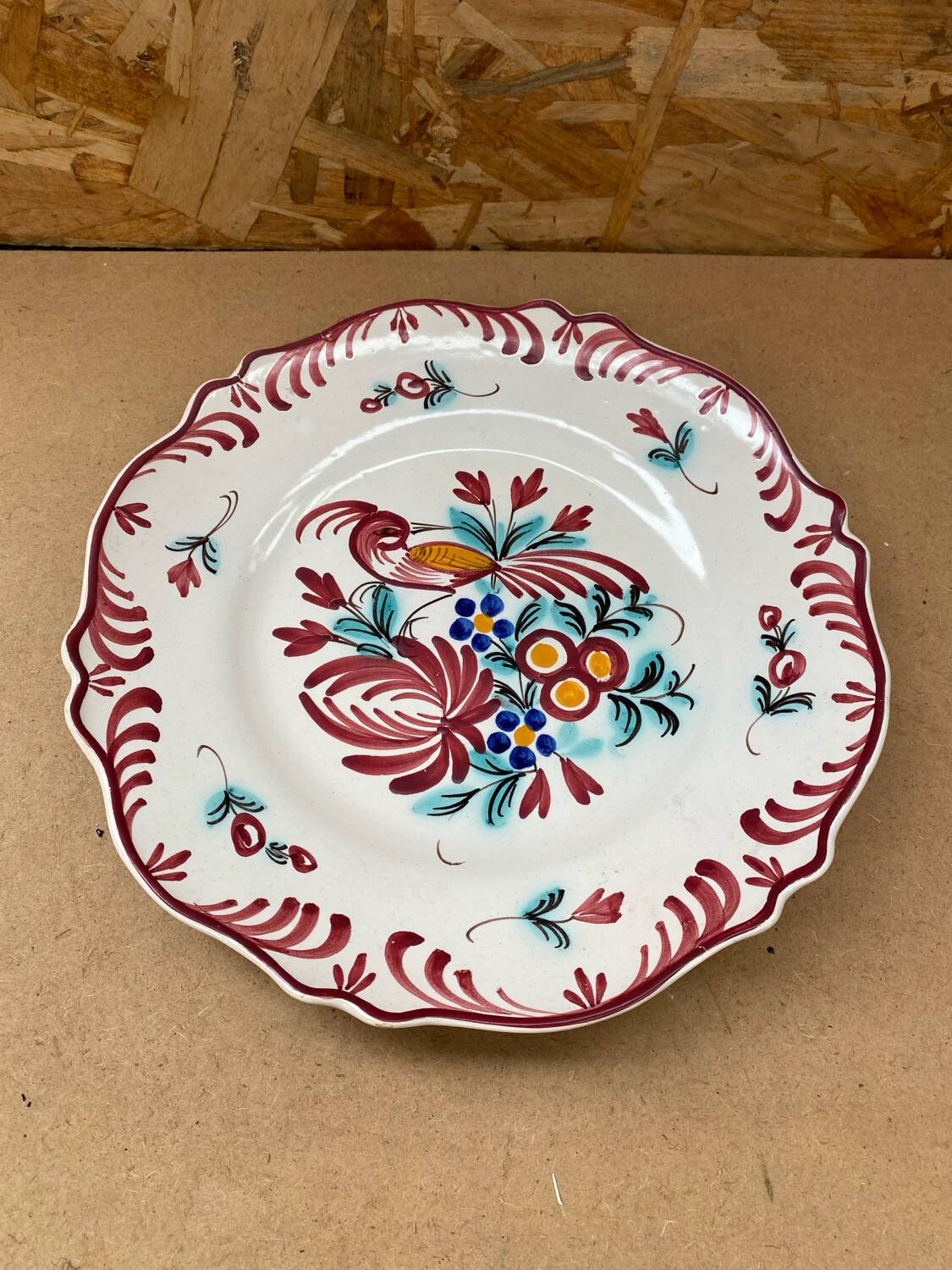 Old Emile Tessier Ceramic Plate Vintage Bird Decor