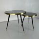 Round table Twist, high-gloss laminate and brass details, handmade, size M.