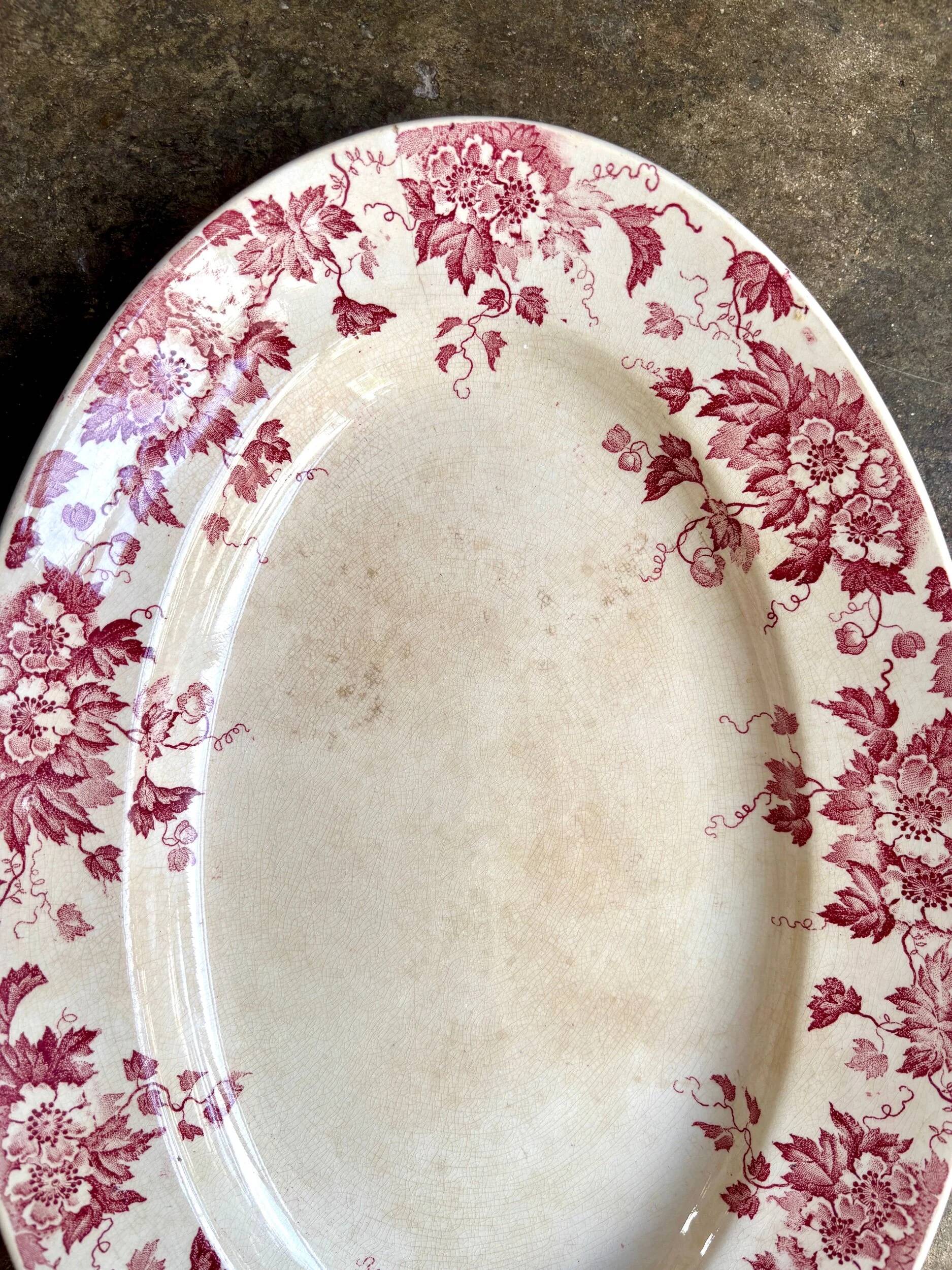 St Amand & Hamage oval dish in pink ironstone