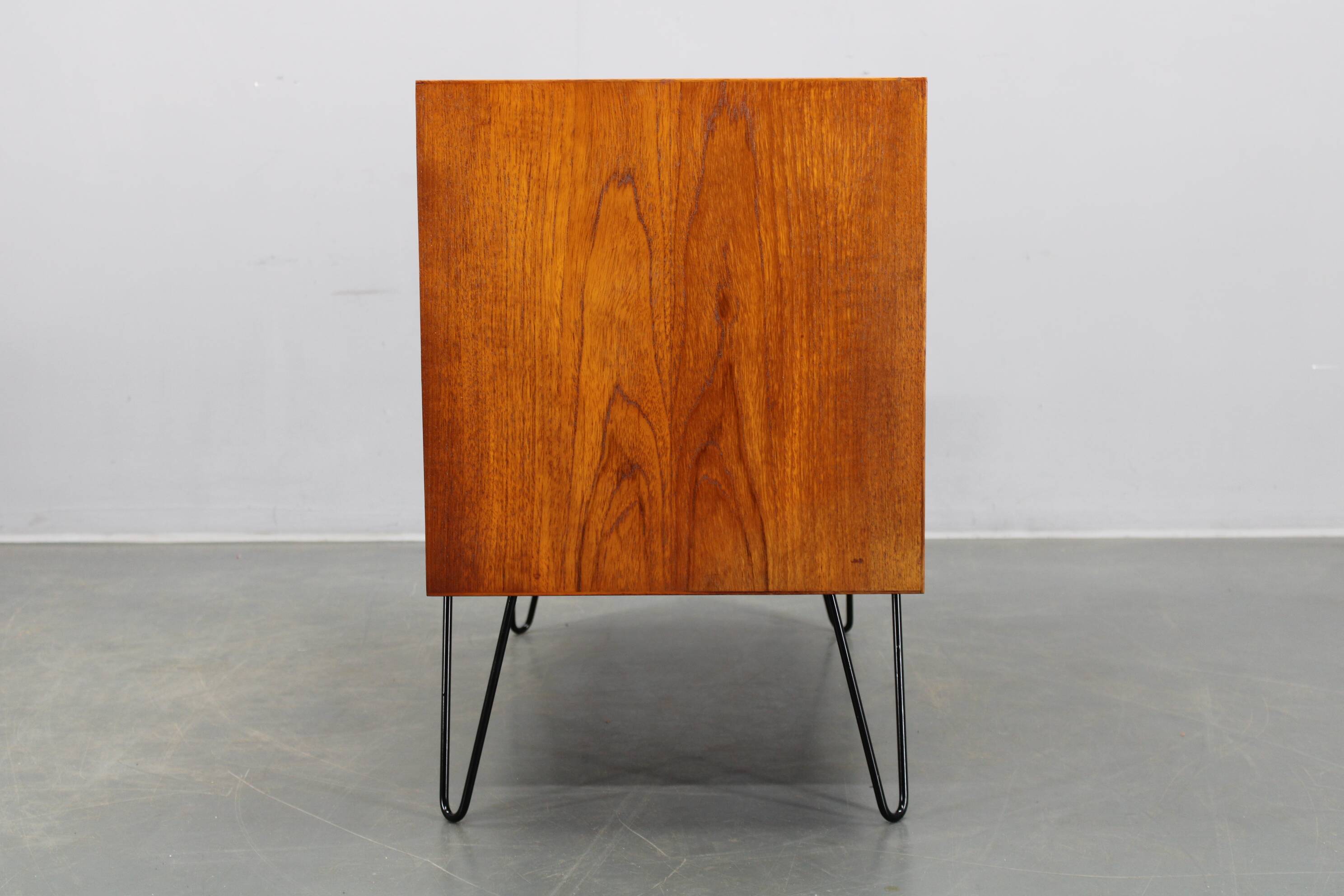 Danish mid-century teak cabinet with sliding doors, refurbished, 1960s