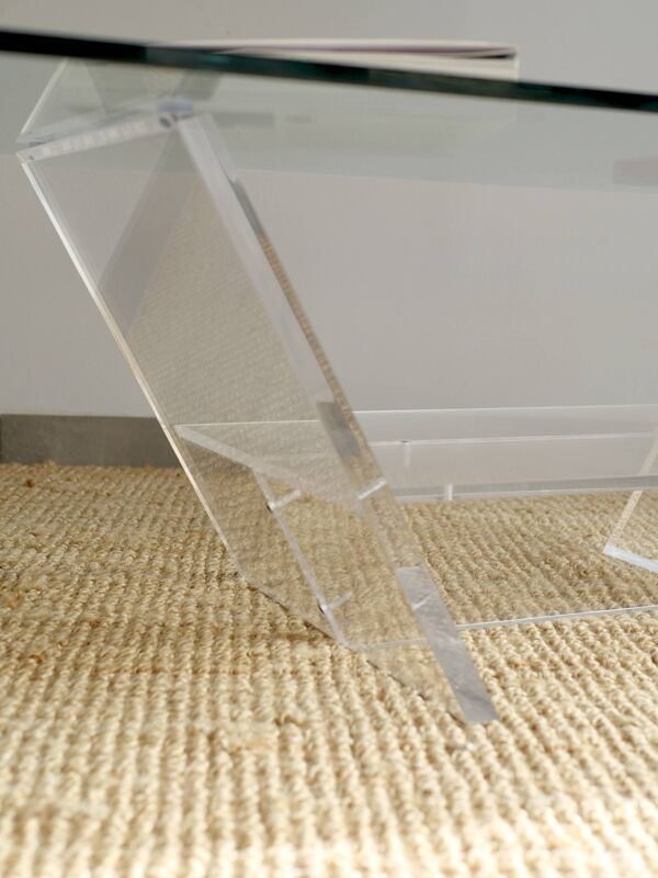 Table basse en verre et plexiglas - David Lange