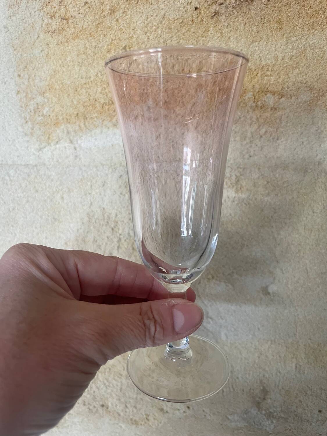 3 iridescent colored champagne glasses