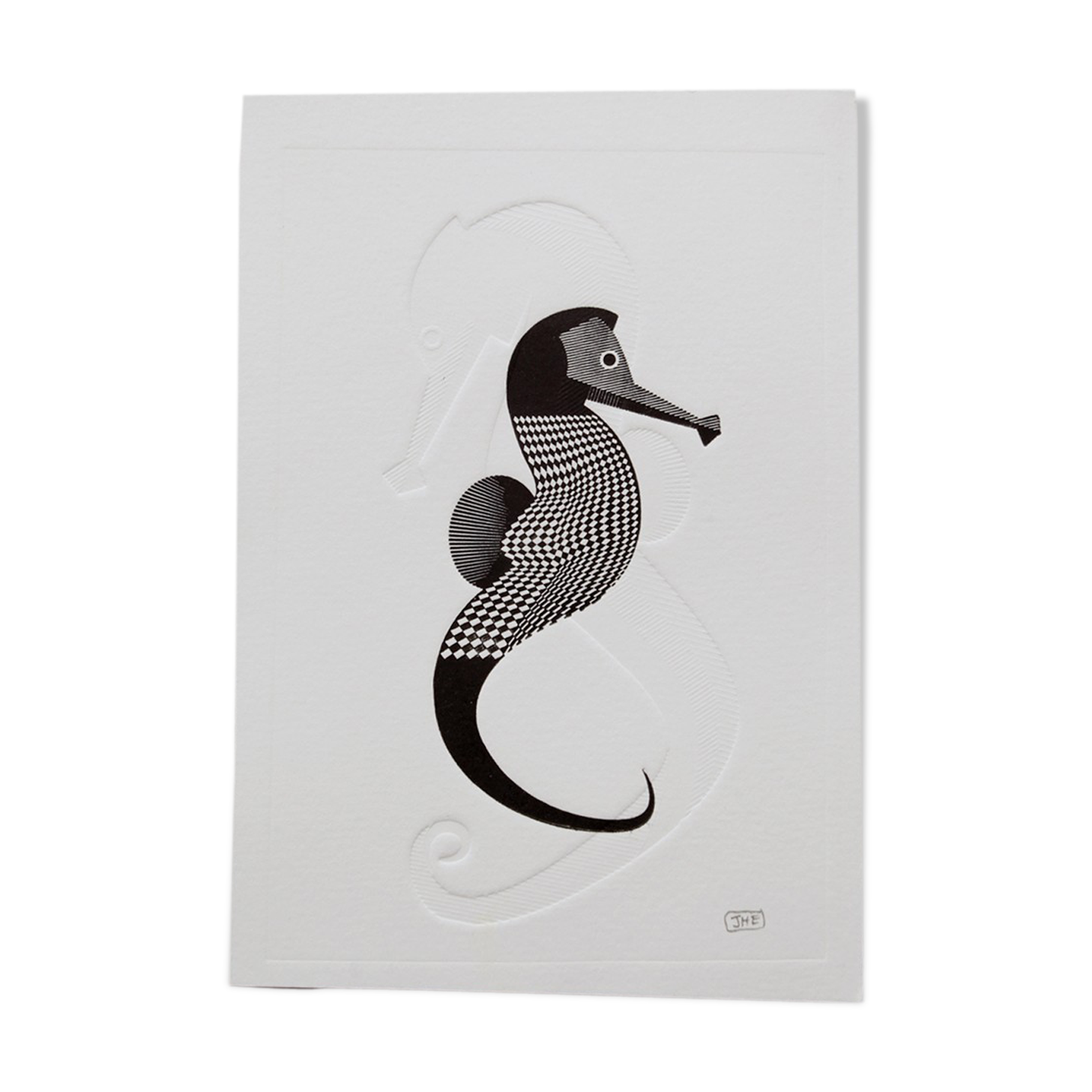 Engraving 2 black and embossing seahorses