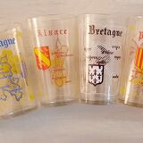 6 orangeade glasses - lemonade - water - regional theme - vintage