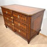 Austrian Louis XVI Commode in Walnut Veneer with Inlays and Gold Plate, 1790s