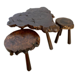 Ensemble table et tabourets brutaliste