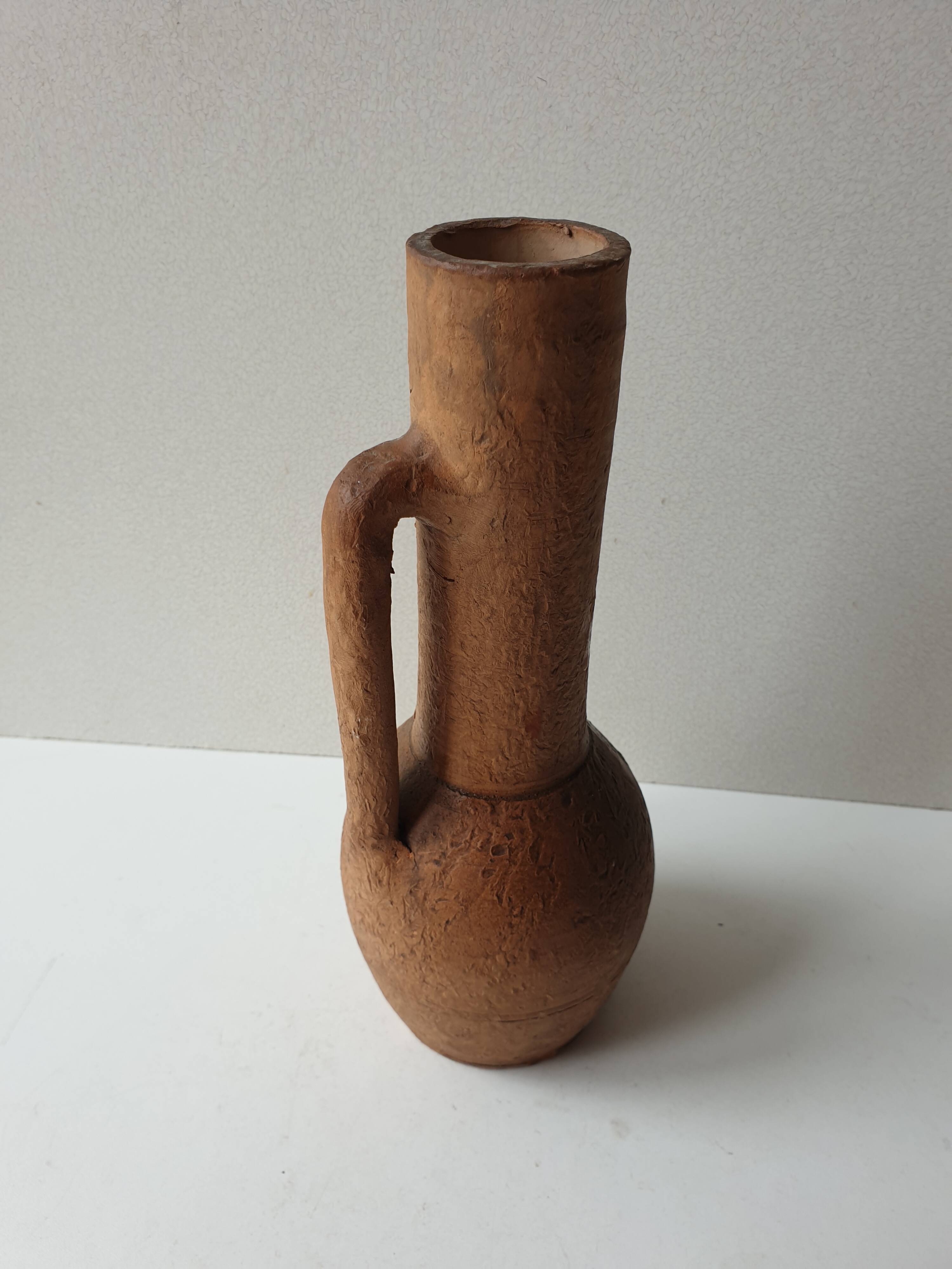 Terracotta vase height 24cm signed PC (signature to be identified)