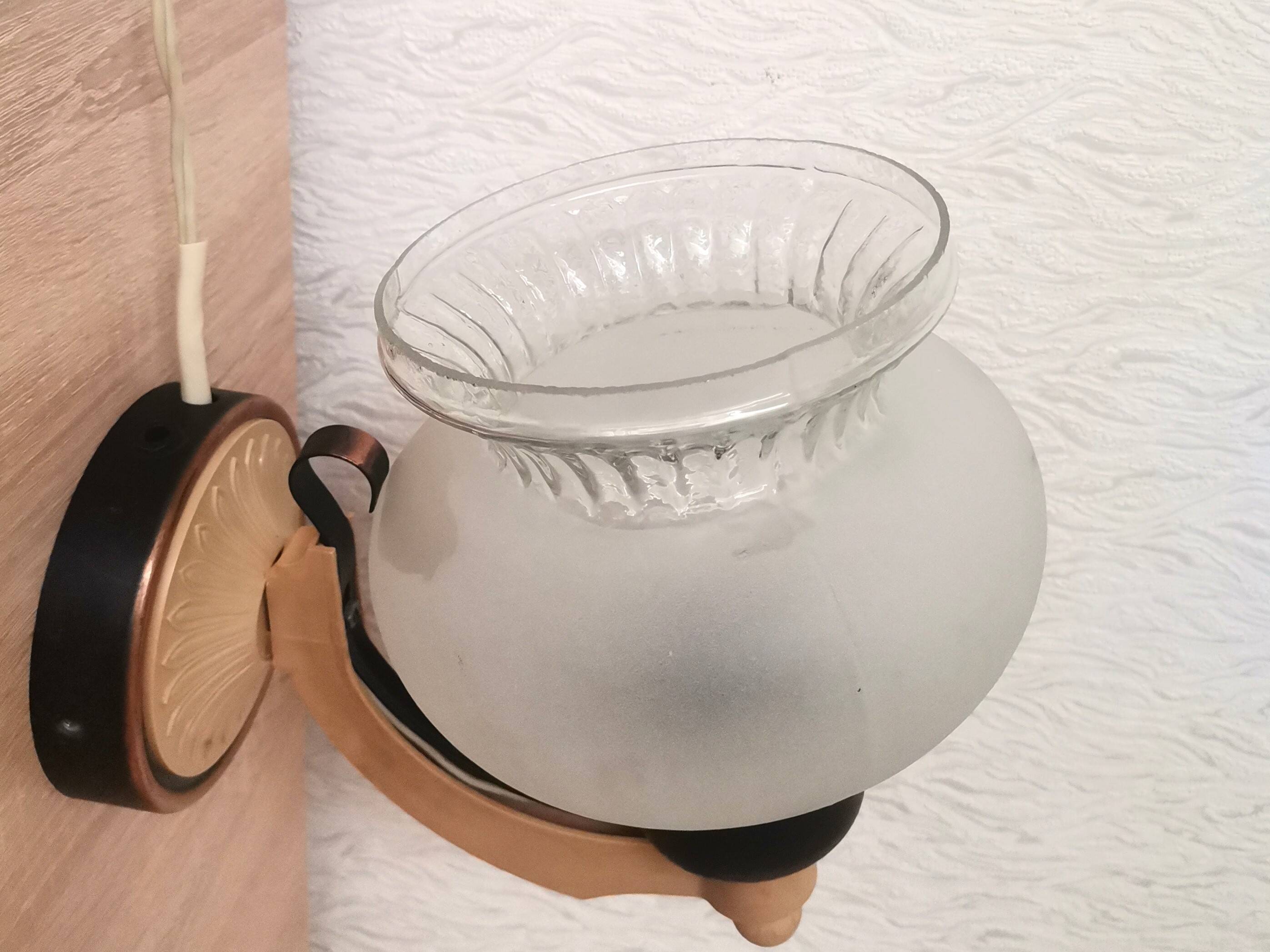 Eastern European mid century hand-blown glass wall sconce lamp 1970s