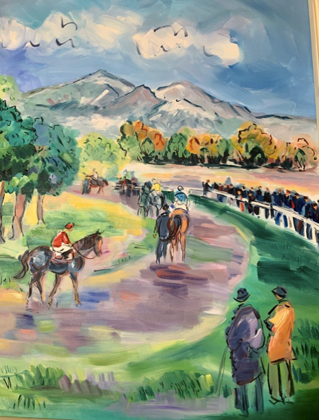 Oil on canvas "The Hippodrome" signed Catherine Garros