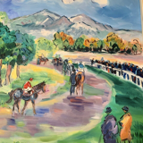 Oil on canvas "The Hippodrome" signed Catherine Garros