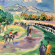 Huile sur toile "L'hippodrome" signée Catherine Garros