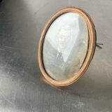 Metal gold colored oval picture frame brass