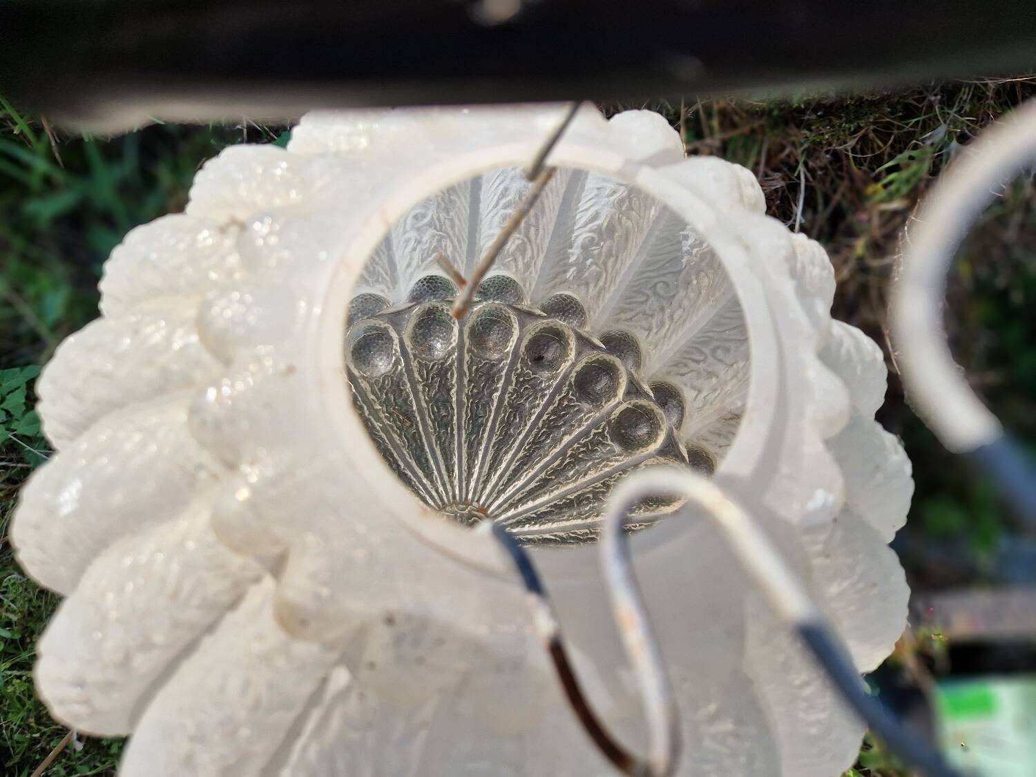 Molded glass hanging globe