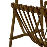 Vintage Rattan Magazine Basket Newspaper Rack 60s Rohe