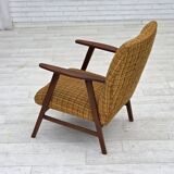 1960s, Danish armchair, furniture wool fabric, teak wood, oak wood.