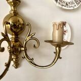 2 appliques murales 2 feux en laiton doré