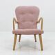 Fauteuil avec tabouret en chêne Danemark 1960s