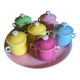 6 petits pots de crème en porcelaine de limoges avec plateau