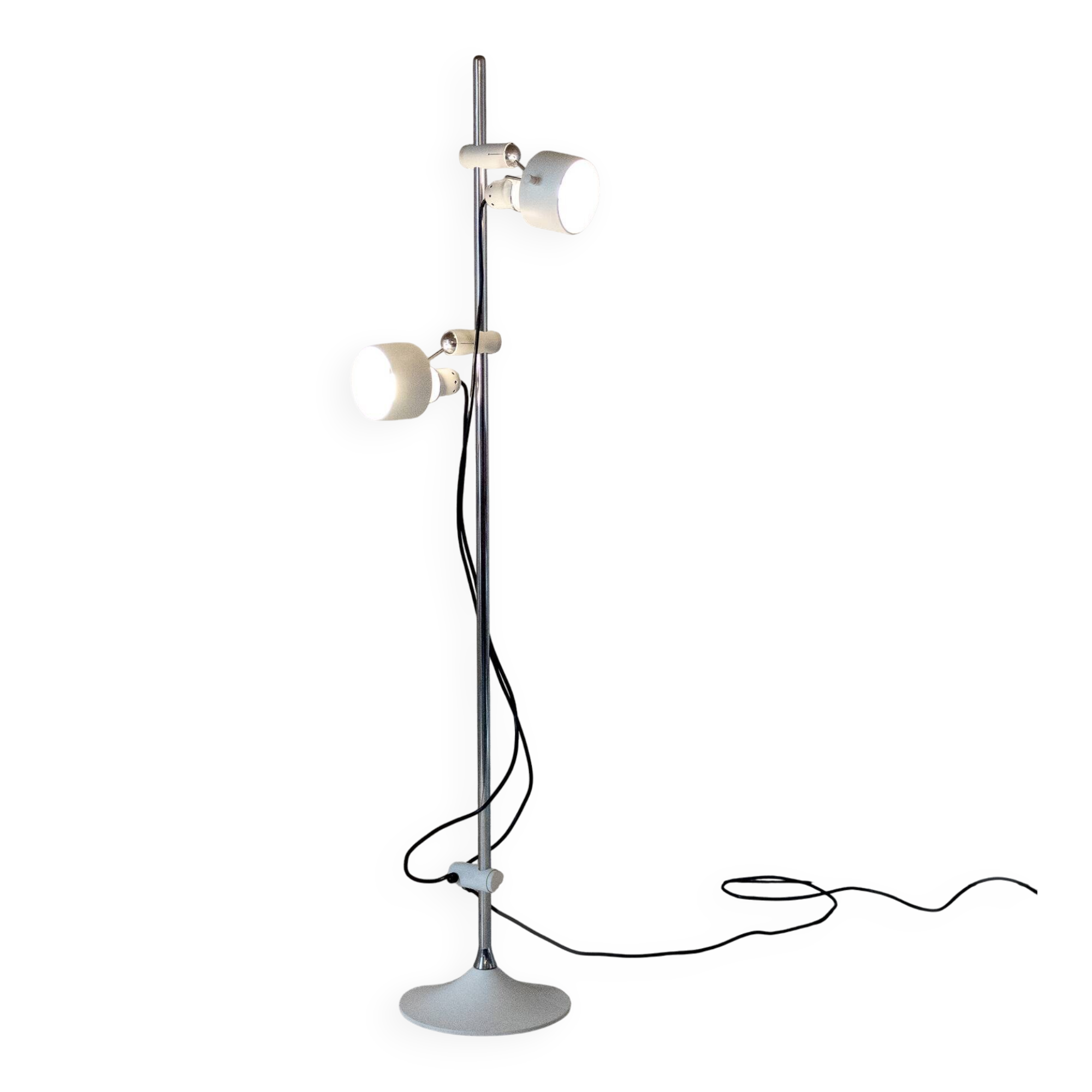 Mid Century Modern White Metal Floor Lamp by Elio Martinelli, 1970s