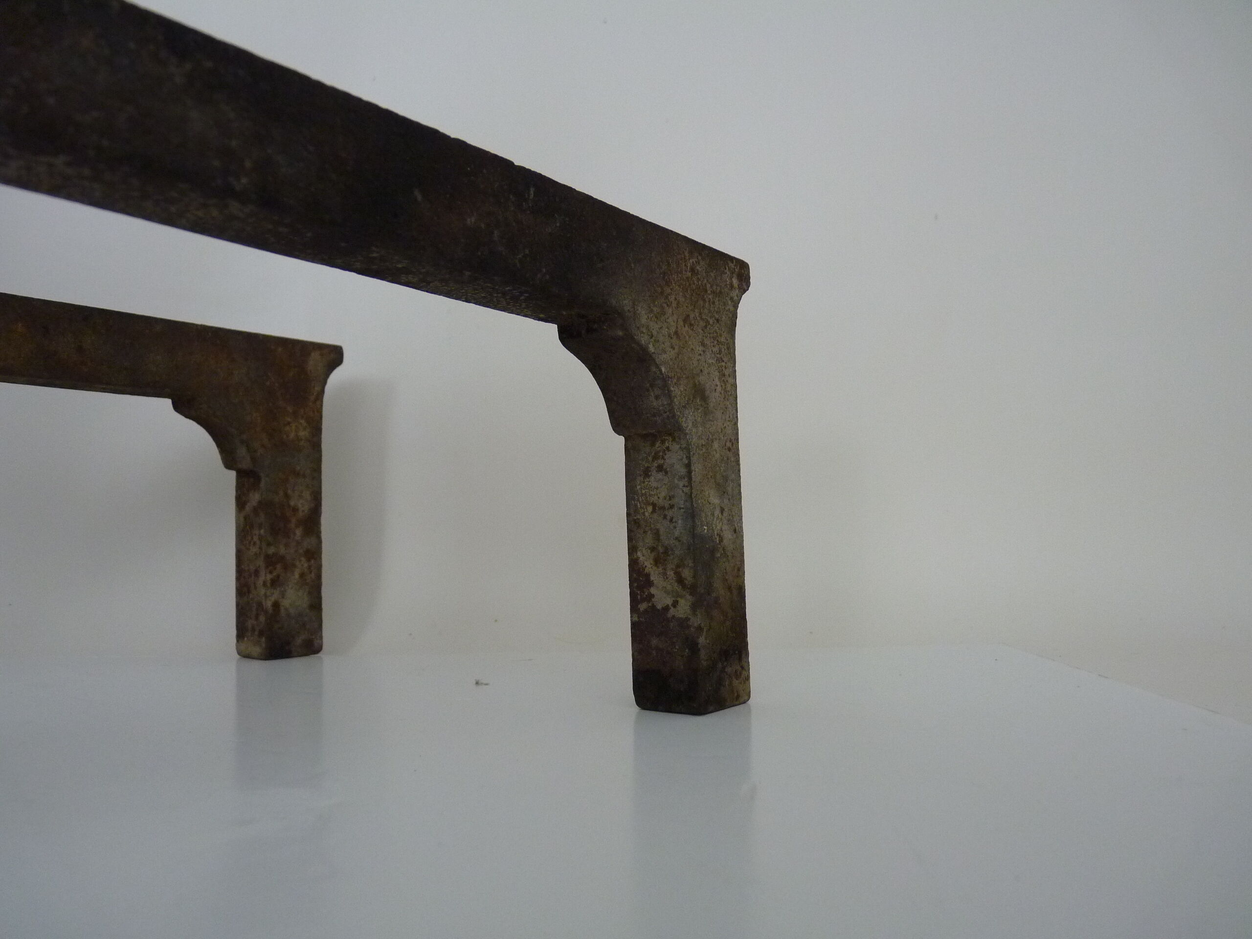 Pair of zoomorphic cast iron chimney pegs representing Isards. 50s