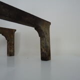 Pair of zoomorphic cast iron chimney pegs representing Isards. 50s