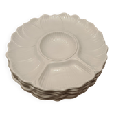 Set of 6 White Ceramic Compartment Plates – Italy, Vi