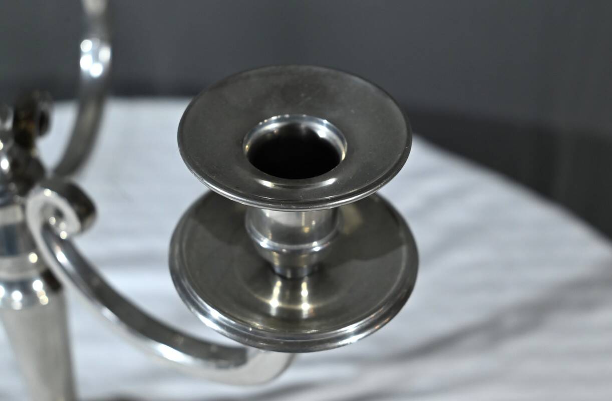 Pair of “Le Lingot” Candelabra in Pewter – Mid 20th Century