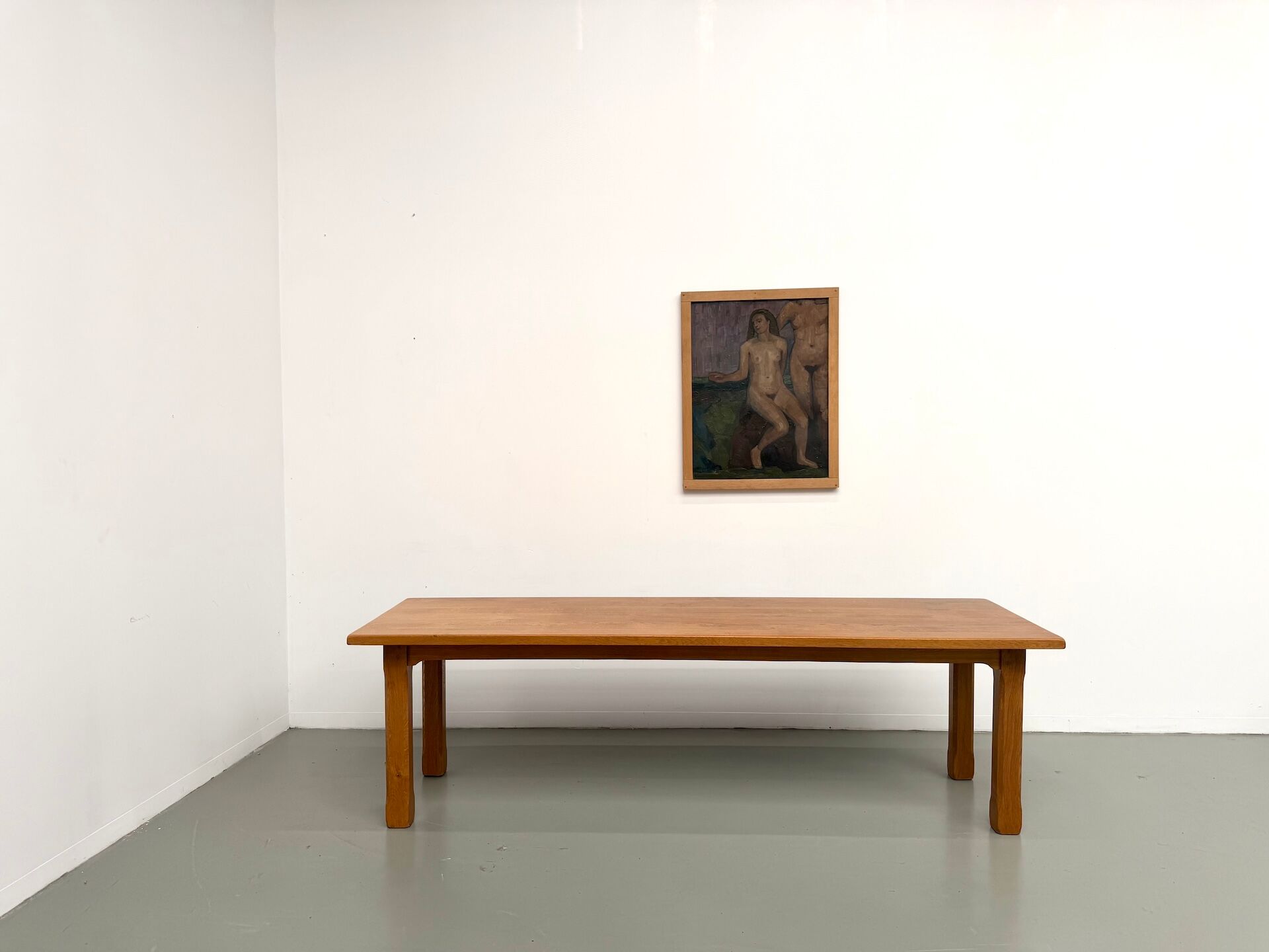 XL brutalist dining table in solid oak