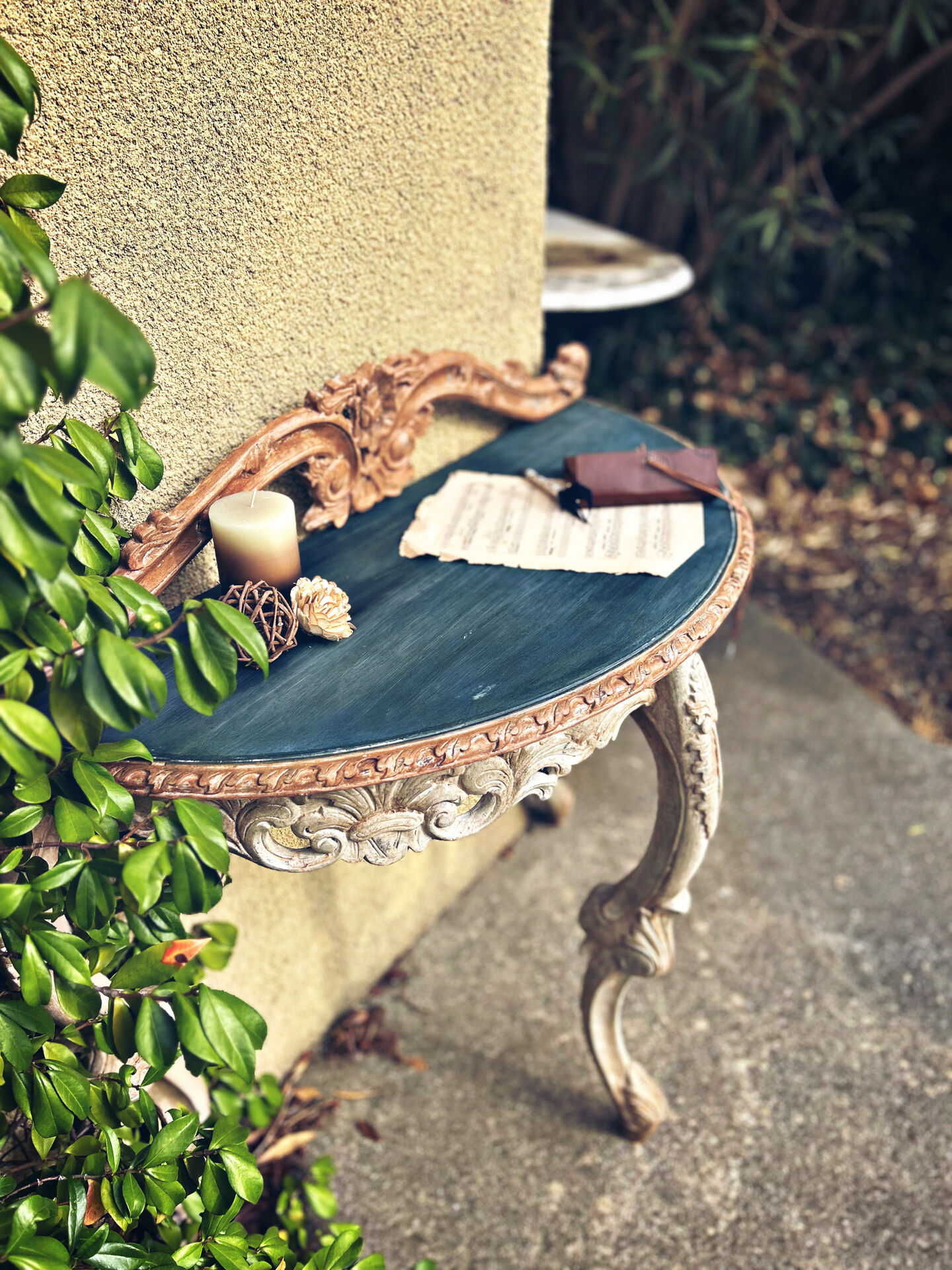 Antique patinated console