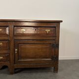 Large English sideboard, dresser, solid oak buffet George II 18th century.