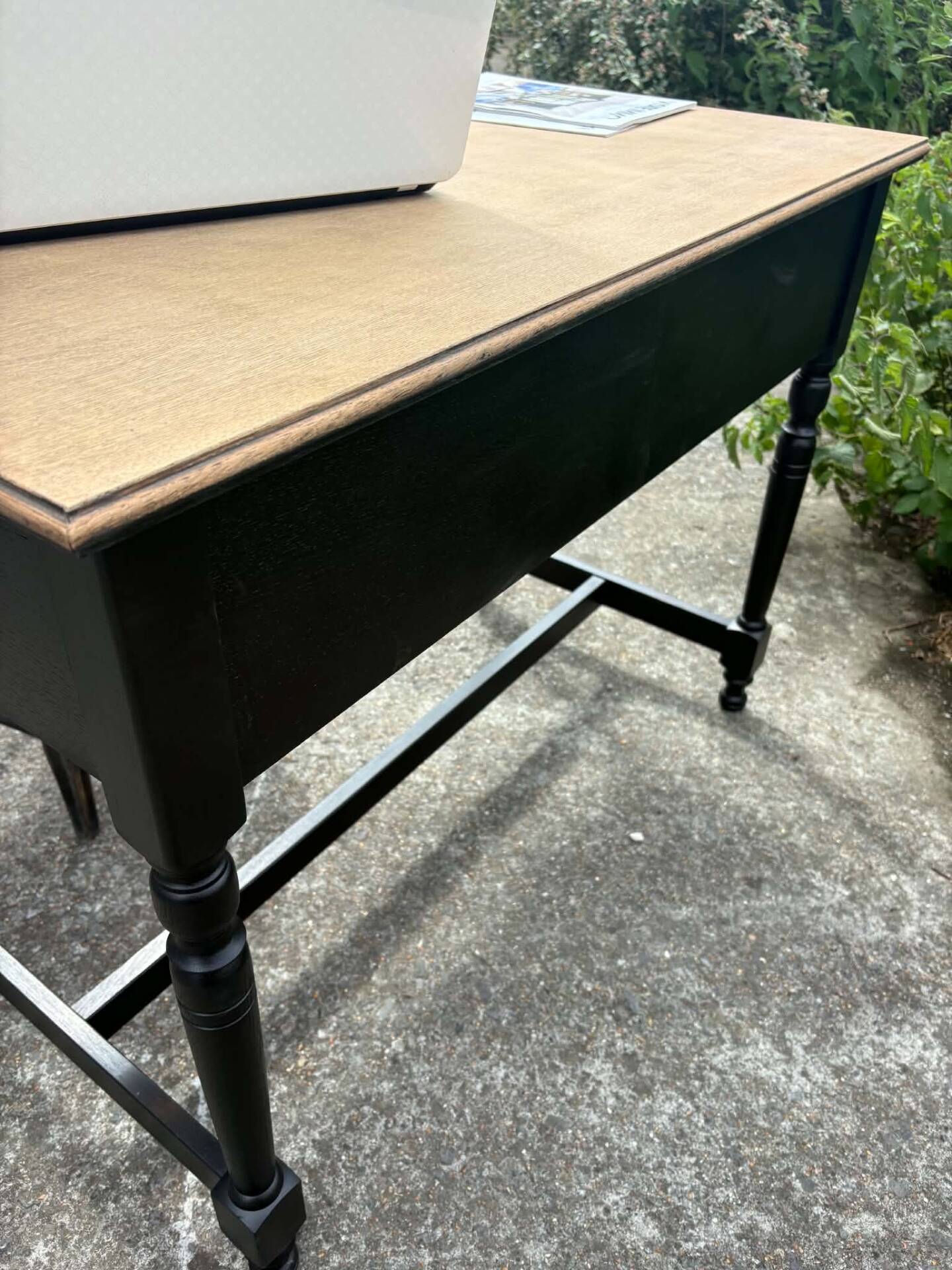 Wood and black desk