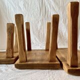 Lot de 3 tables gigognes brutalistes en chêne massif