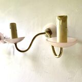Pair of double pink glass wall lights