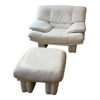 Fauteuil vintage Post Moderne Nicoletti Salotti + repose pieds, 1970-80