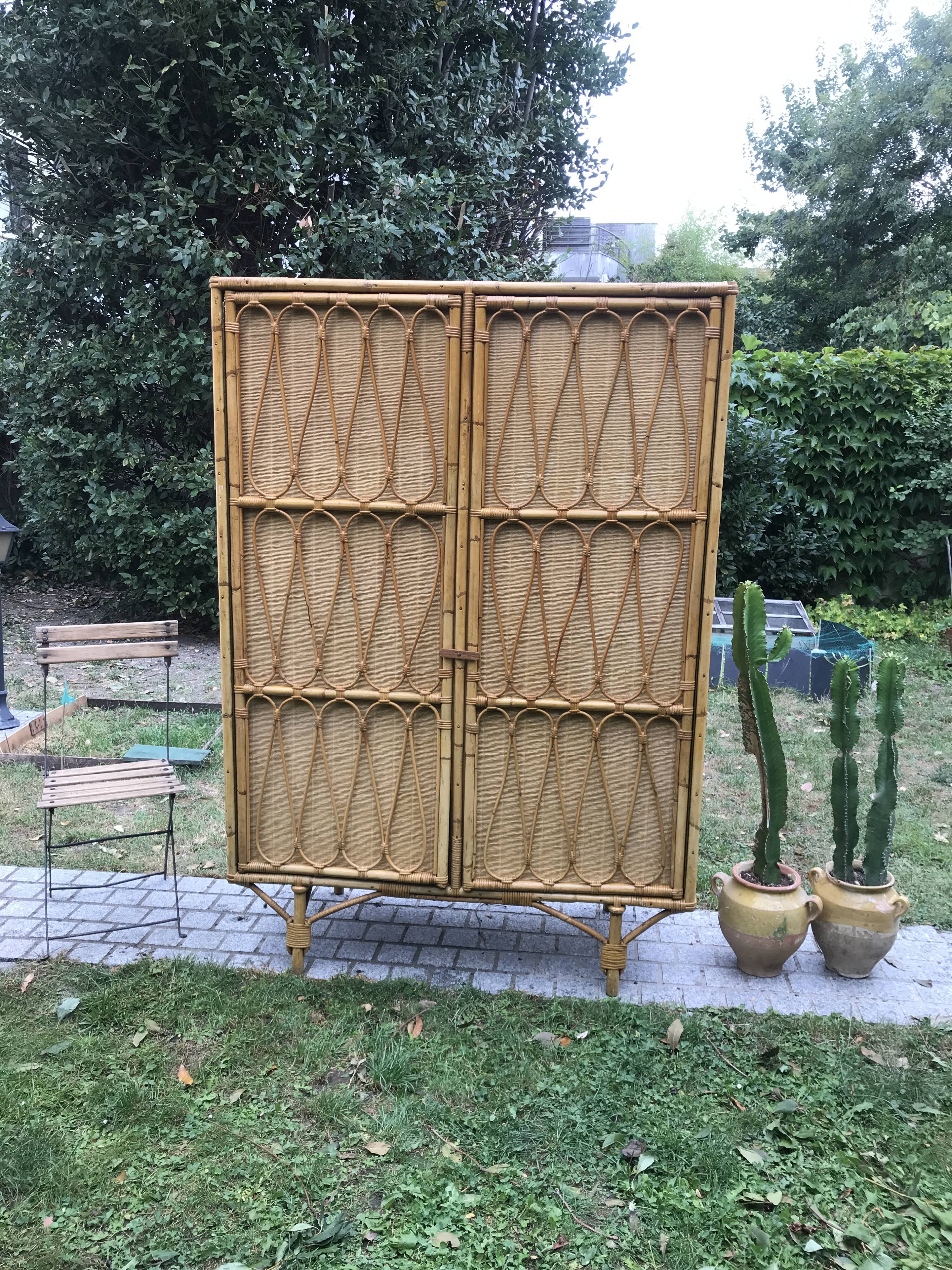 Vintage rattan cabinet