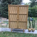 Vintage rattan cabinet